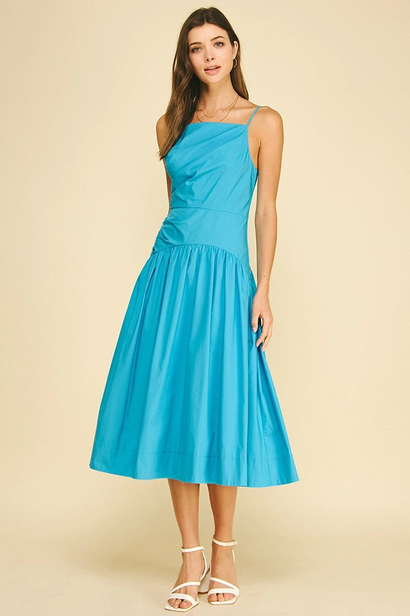 Square Neck A-Line Midi Dress