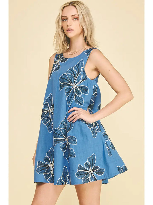 Floral Embroidered A-Line Mini Dress