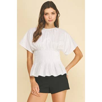 Pleated Waist Peplum Top