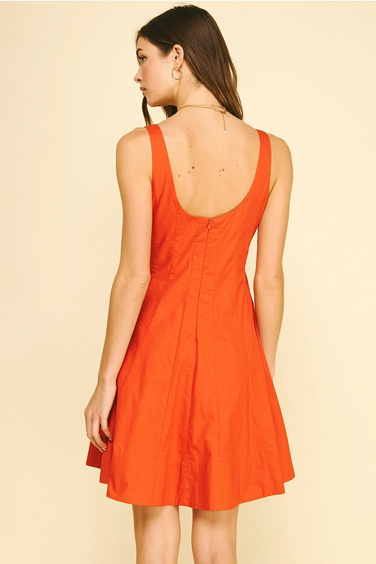 Square Neck Flared Mini Dress