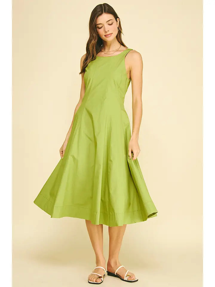 Fitted Bodice Flared Midi Dress