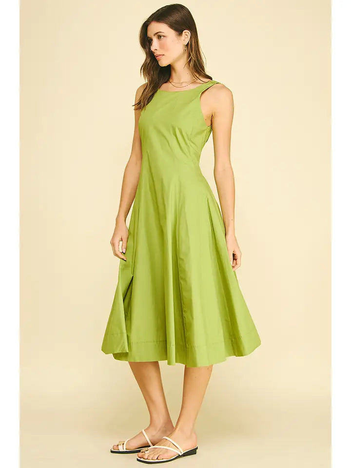 Fitted Bodice Flared Midi Dress