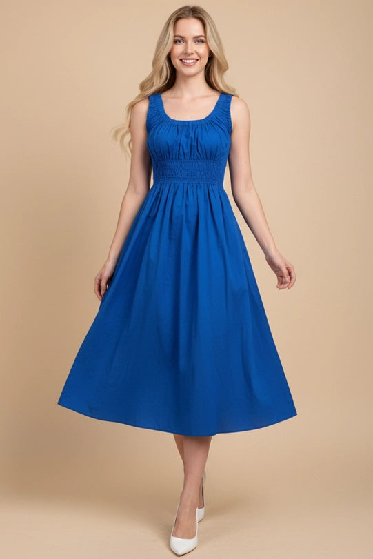 Poplin A-Line Midi Dress