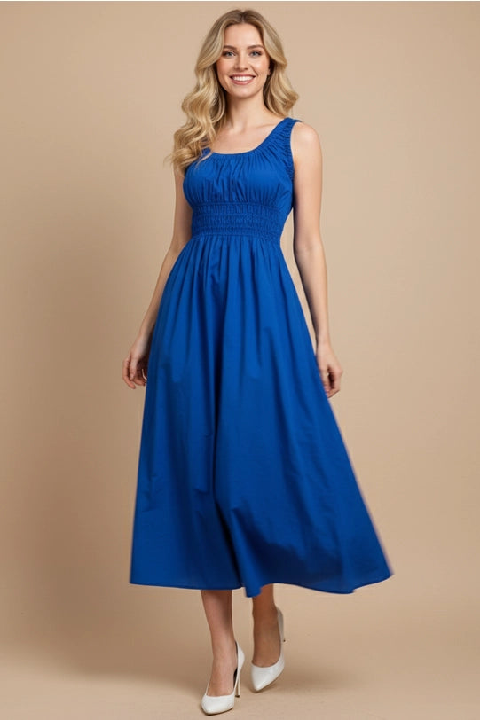 Poplin A-Line Midi Dress
