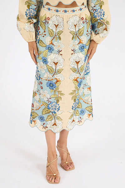 Garden Scarf Midi Skirt