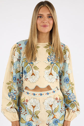 Garden Scarf Long Sleeve Blouse