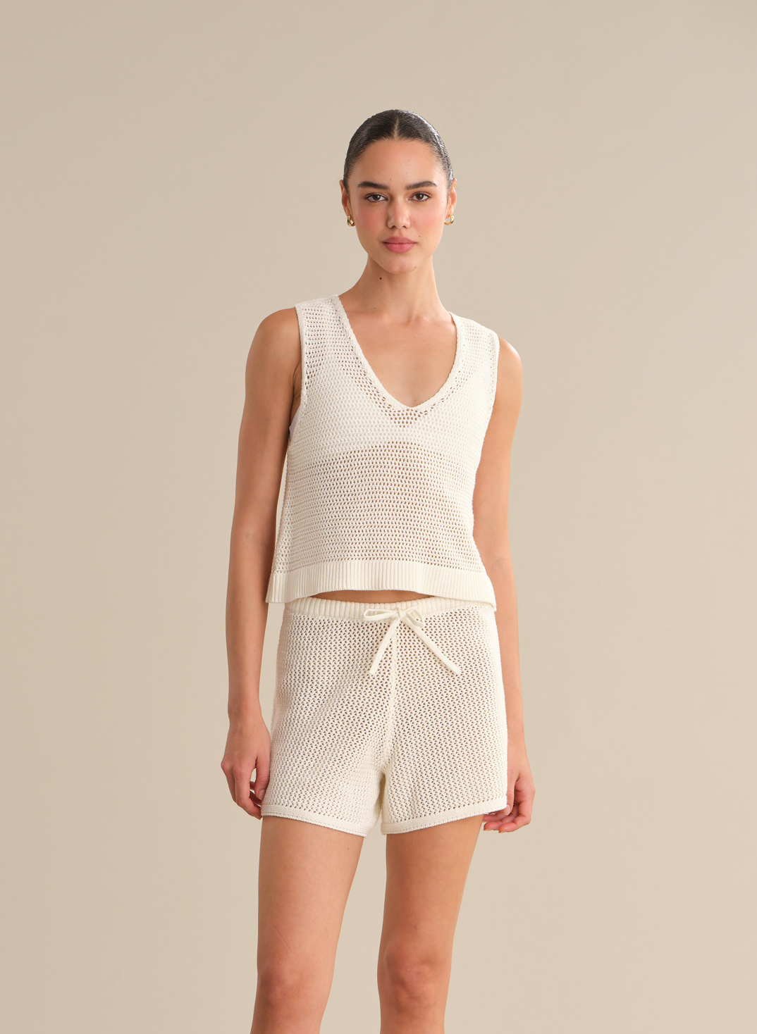 Rosa V-Neck Pointelle Mesh Tank